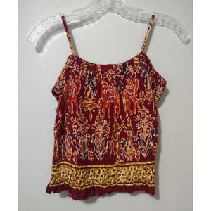 Franken Red Smocked Off the Shoulder Cropped Top Size S? See Measurements